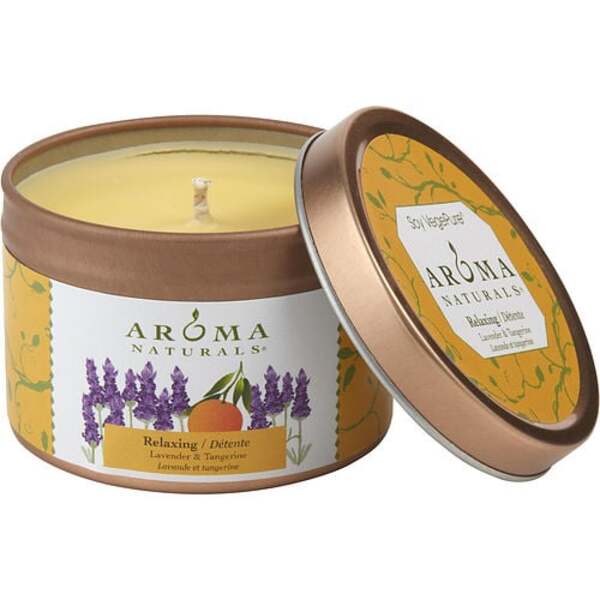 Relaxing Aromatherapy Lavender & Tangerine Soy Candle - 2.5x1.75 Inch Tin, 15 Hour Burn
