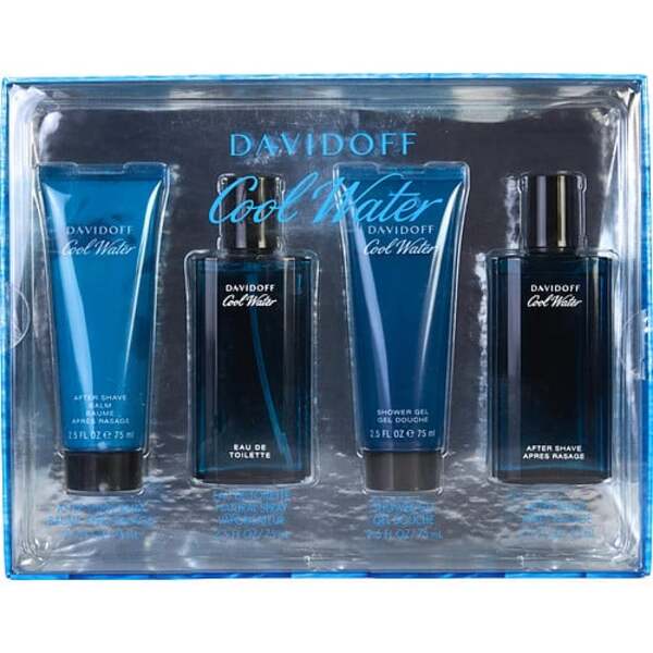 Cool Water by Davidoff: Men's 2.5 Oz EDT Spray, Aftershave, Balm & Shower Gel Set
