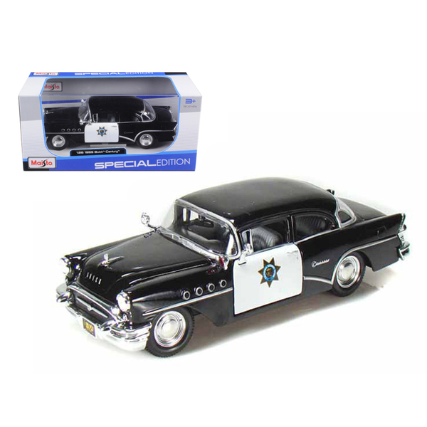 Maisto 1955 Buick Century Police Car 1/26 Diecast Black/White