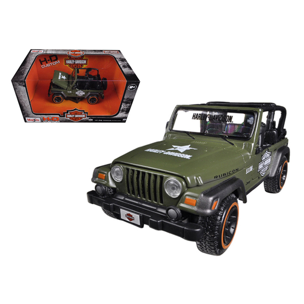 Maisto Green Jeep Wrangler Rubicon Harley-Davidson, 1/27 Scale
