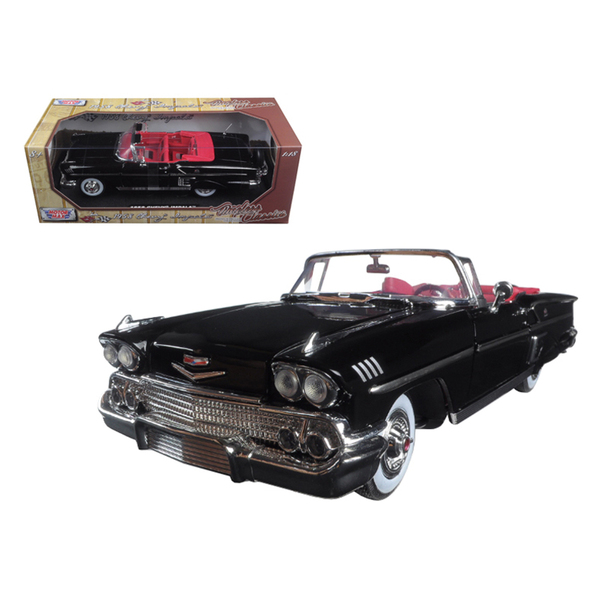 Motormax 1958 Impala Convertible Black/Red 1:18 Diecast