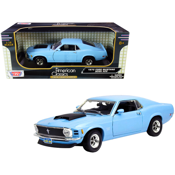 Motormax 1970 Ford Mustang Boss 429 Light Blue 1:18 Scale