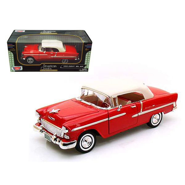 Motormax 1955 Chevy Bel Air Convertible Red 1:18 Diecast
