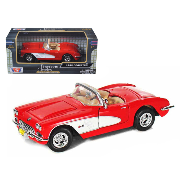 Motormax 1959 Corvette Convertible 1:24 Scale Red Diecast
