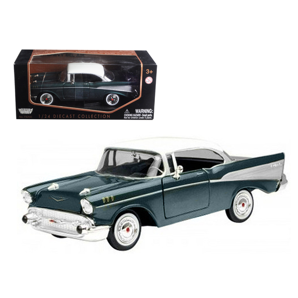 Motormax 1957 Chevy Bel Air Green/White 8" Diecast Model Car