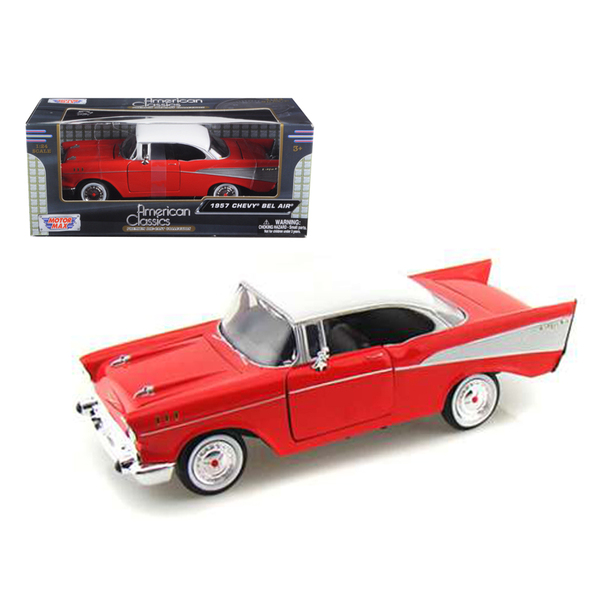 Motormax 1957 Chevy Bel Air Red/White 8" Diecast Model Car