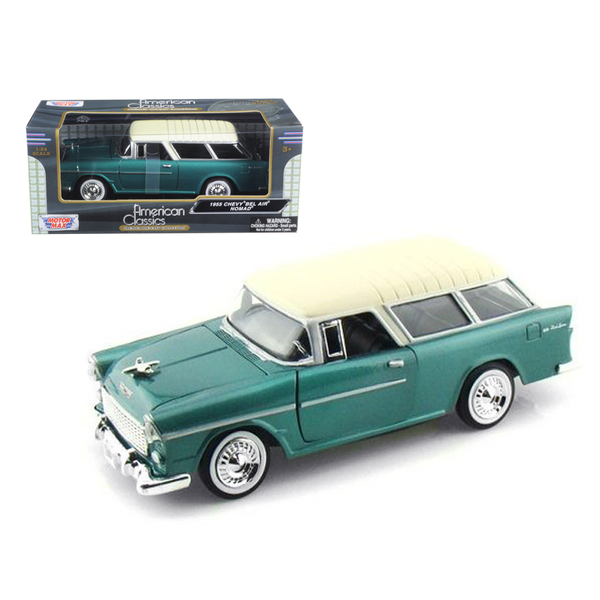 Motormax 1955 Chevy Nomad Green 1/24 Scale Diecast (Open Gate)