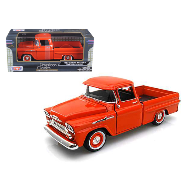 Motormax 1958 Chevy Apache Fleetside 1/24 Orange Pickup Model