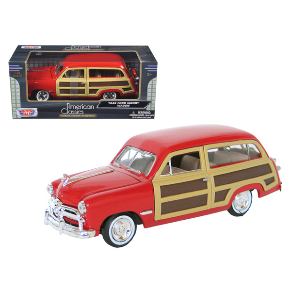 Motormax 1949 Ford Woody Wagon Red 1/24 Diecast (8-in)
