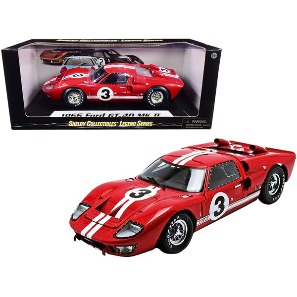 Shelby Collectibles Red 1966 Ford GT-40 MK II #5 Le Mans 1/18 Scale