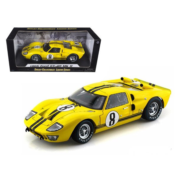 Shelby Collectibles Yellow/Black 1966 Ford GT-40 MK II #8 1/18 Scale