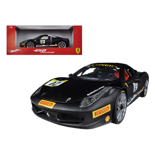 Hot Wheels Ferrari 458 Challenge #12 1:18 Matt Black