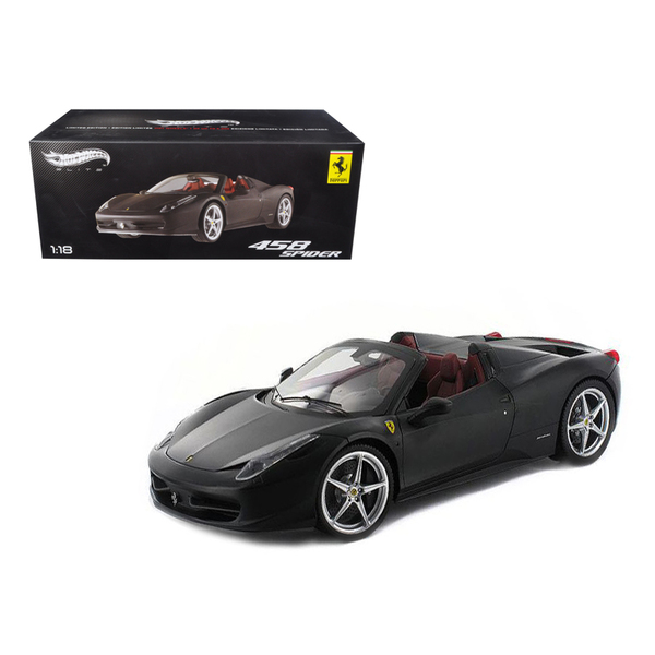 Hot Wheels Elite Ferrari 458 Italia Spider Matte Black 1:18