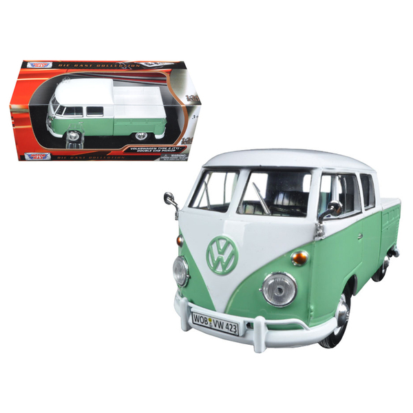 Motormax VW Type 2 Pickup 1:24 White & Green Diecast Model