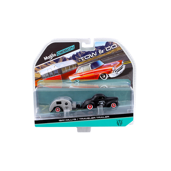 Maisto 1941 Willys Matt Black w/ Trailer 1/64 Diecast