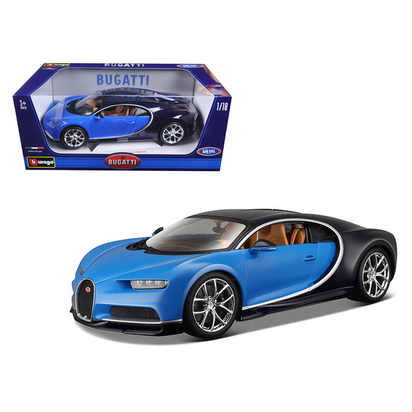 Bburago Bugatti Chiron Blue 1:18 Scale Diecast Model - 10"