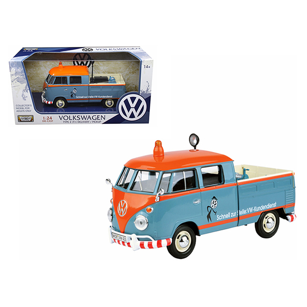 Motormax VW Type 2 Delivery Truck - Blue/Orange 1/24 Scale