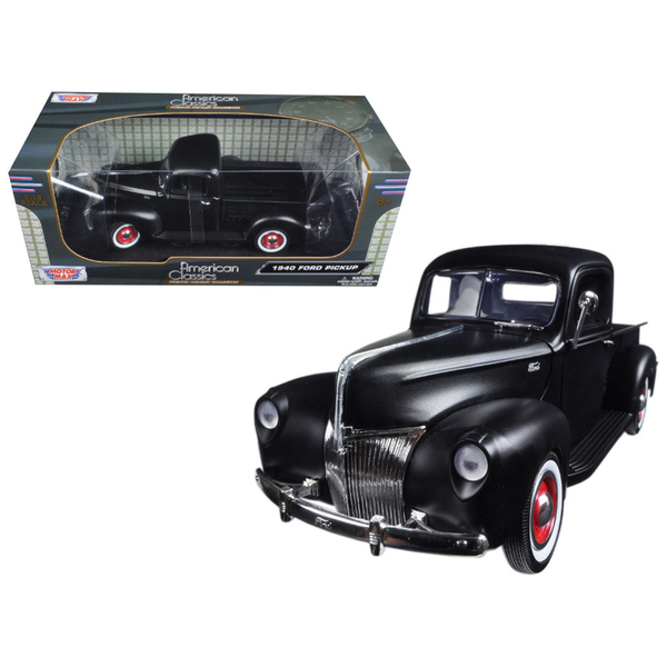 MotorMax 1940 Ford Pickup Truck 1/18 Matt Black "American Classics"