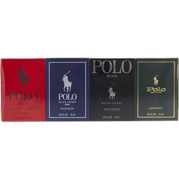 Ralph Lauren Mini Fragrance Set: Polo, Blue, Black, Red - 4 x 0.5 oz EDT for Men