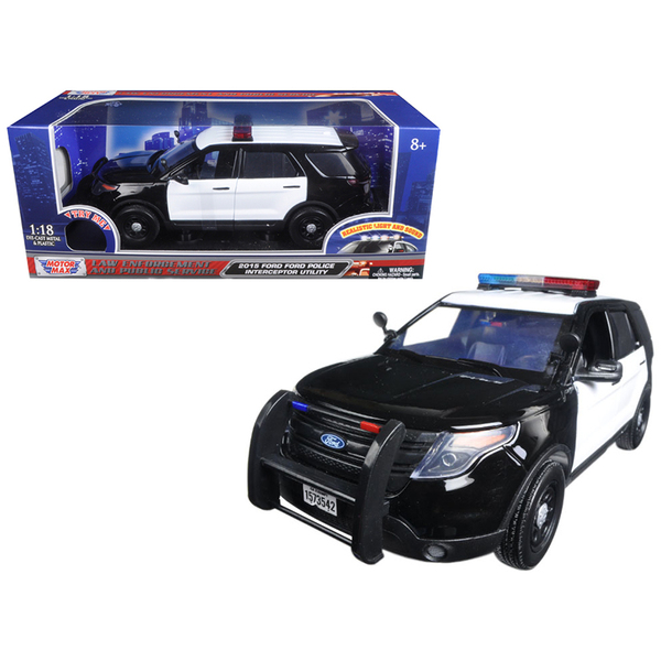 Motormax 1/18 2015 Ford Police Interceptor Utility - Black & White
