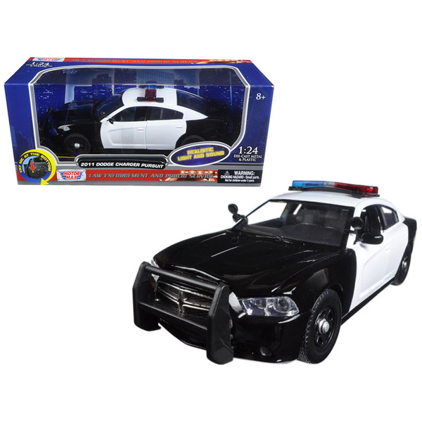 Motormax 1/24 2011 Dodge Charger Pursuit Police Car - Black & White