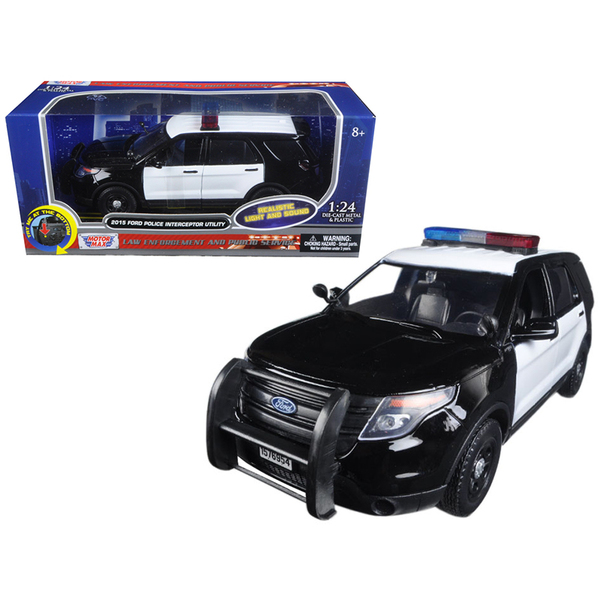 Motormax 1/24 2015 Ford Police Interceptor Utility - Black & White