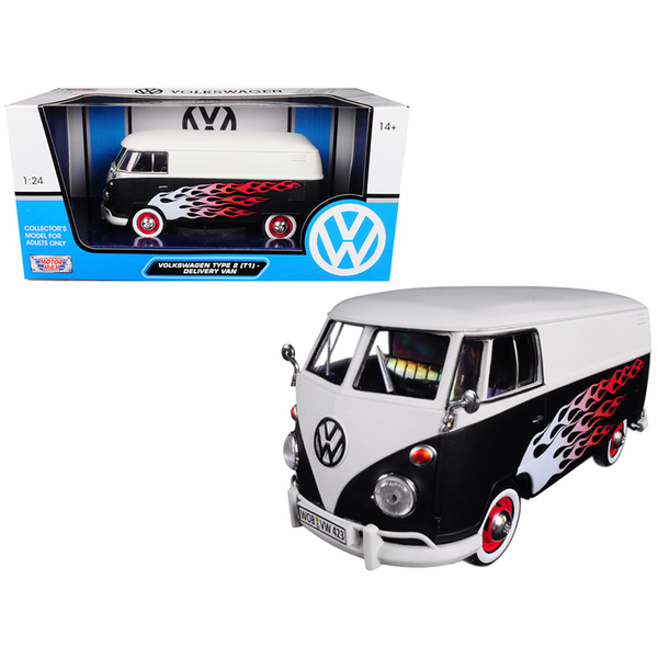 Motormax VW T1 Delivery Van - Flames 1/24 Scale
