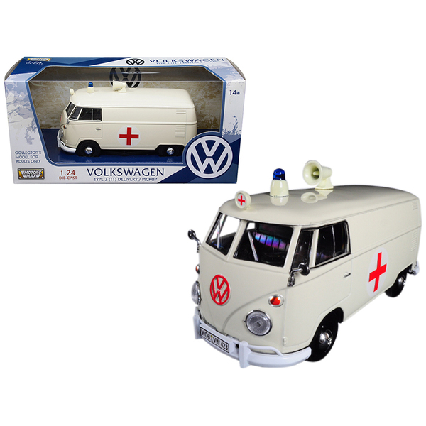 Motormax Volkswagen T1 Ambulance Cream 1:24 Diecast Model