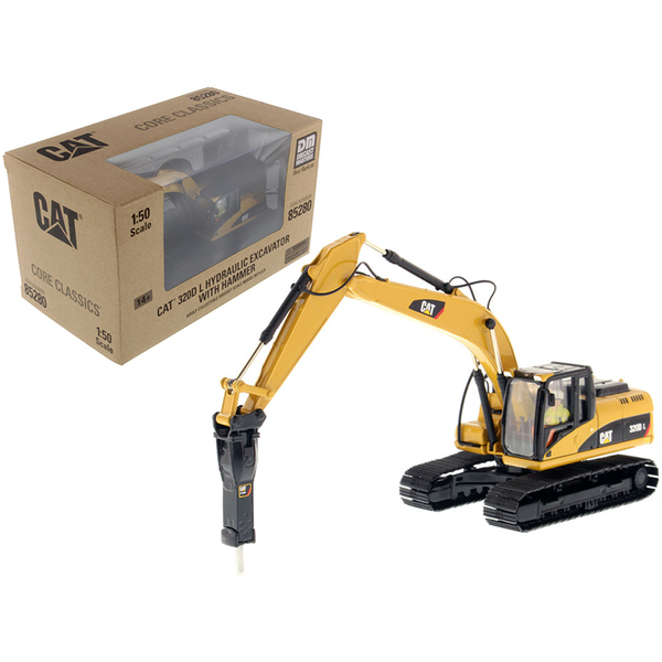 Diecast Masters CAT 320D L Excavator with Hammer, 1/50 Scale