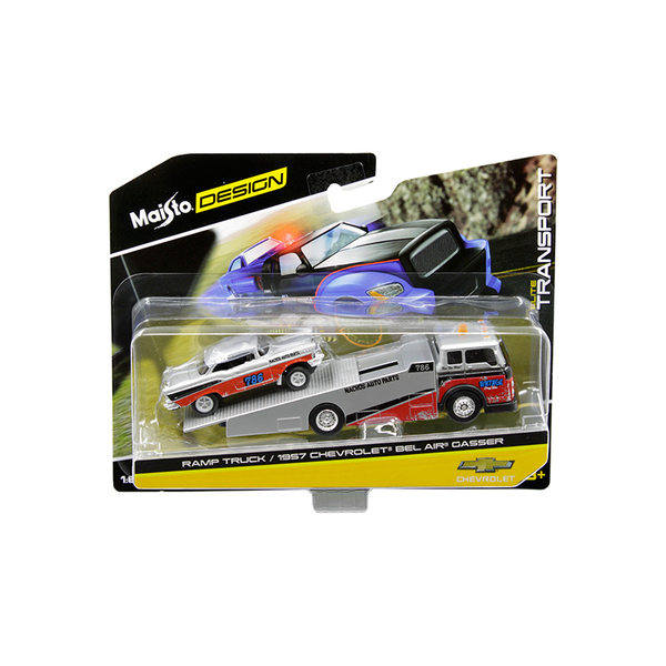 Maisto '57 Chevy Bel Air Gasser & Tow Truck 1:64 Scale Set
