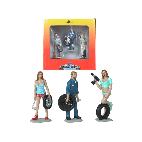 Motorhead Miniatures Tire Brigade: Michelle, Meg & Gary 3-Pc Set