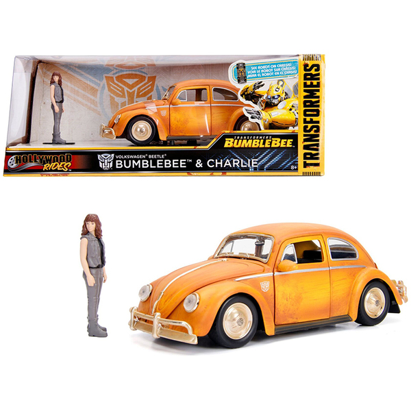 Jada Bumblebee VW Beetle & Charlie - Weathered Yellow 1/24