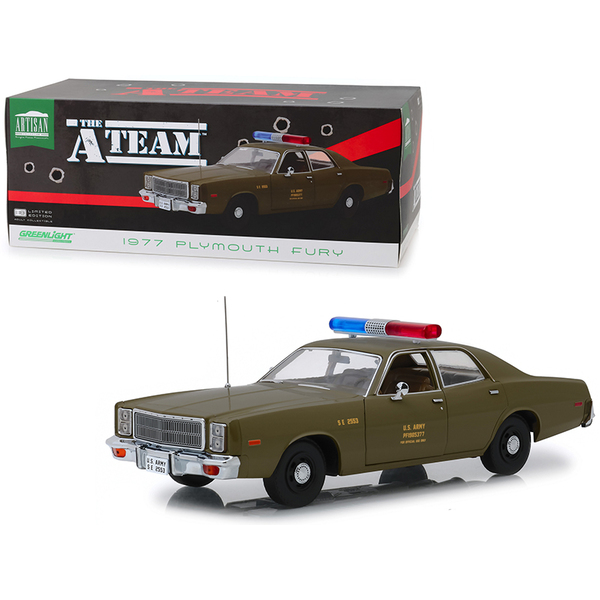 Greenlight 1977 "A-Team" Plymouth Fury U.S. Army Police 1/18