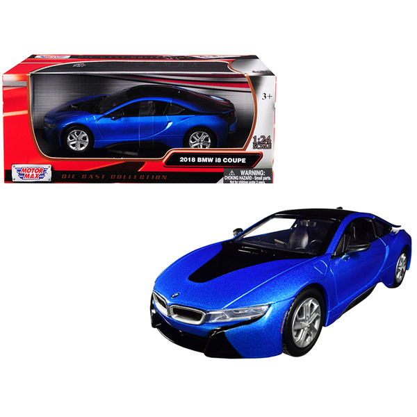 Motormax 2018 BMW i8 Coupe Diecast Model, Blue/Black