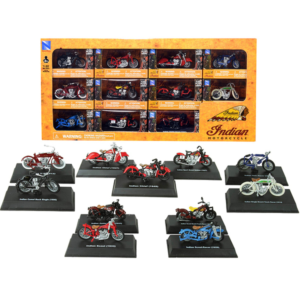 New Ray 1/32 Indian Motorcycle 11 Piece Diecast Set