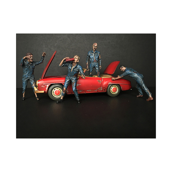 American Diorama Zombie Mechanics 4-Pc Set 1/24 Scale