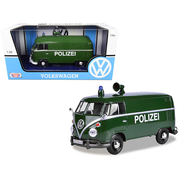 Motormax Volkswagen T1 Polizei Van: Dark Green 1/24