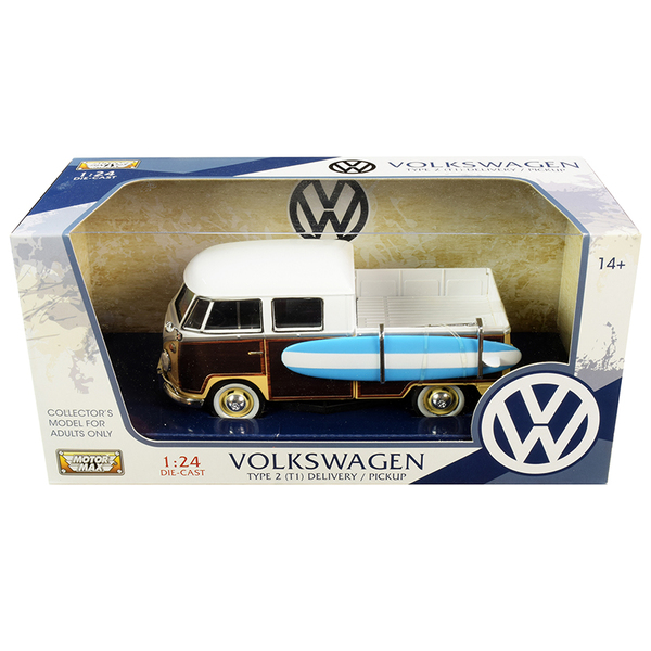 Motormax VW T1 Pickup - White/Yellow - 7.25in