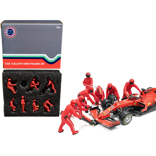 American Diorama F1 Pit Crew Team Red 1/43 Scale 7 Figures