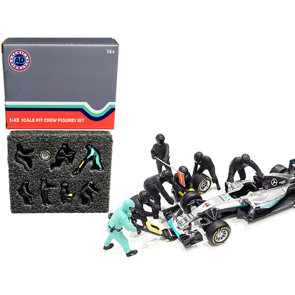 American Diorama F1 Pit Crew Team Black 1/43 Scale 7 Figures