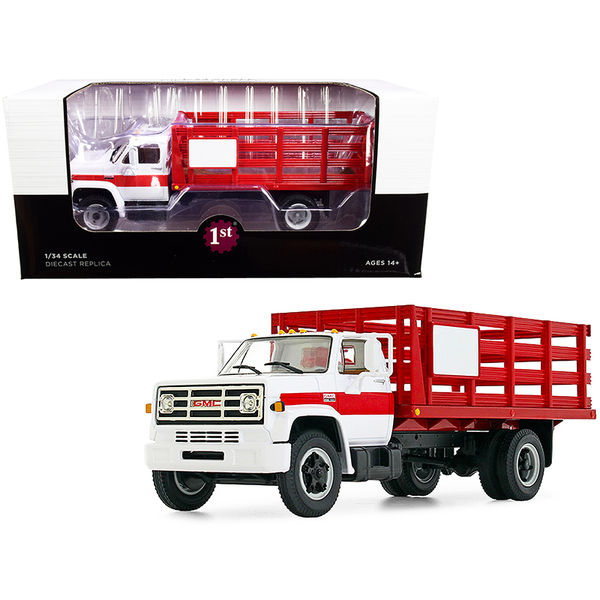 First Gear GMC 6500 Stake Truck - White & Red 1/34 Diecast