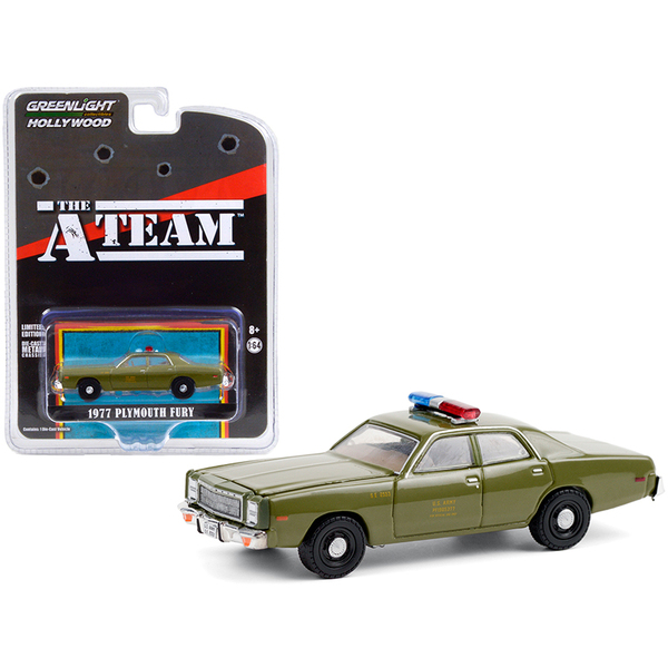 Greenlight 1/64 Green 1977 Plymouth Fury U.S. Army Police (A-Team)
