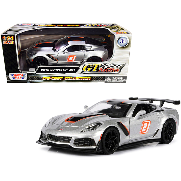 Motormax 1/24 Chevrolet Corvette ZR1 GT Racing Silver/Black/Orange