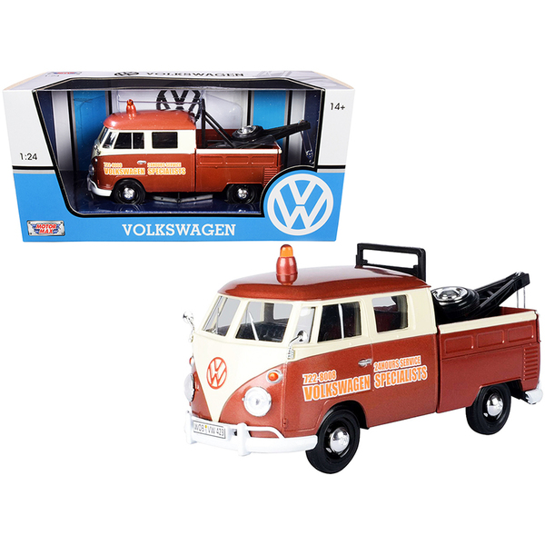 Motormax 1/24 VW T1 Tow Truck Brown/Cream "Volkswagen Specialists"