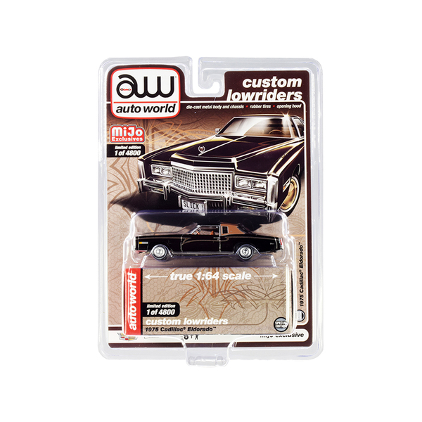 Autoworld 1975 Cadillac Eldorado Lowrider Black/Brown 1/64 Diecast