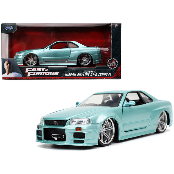 Jada Fast & Furious Brian's Nissan Skyline GT-R, Turquoise, 1/24