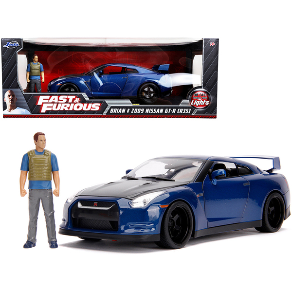 Jada Fast & Furious 2009 Nissan GT-R (R35) Blue Metallic w/ Brian Figurine