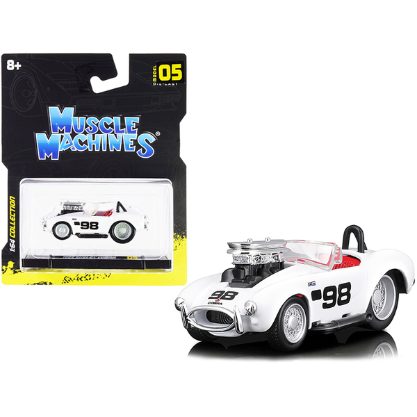Muscle Machines '64 Shelby Cobra #98 - White/Red, 1/64