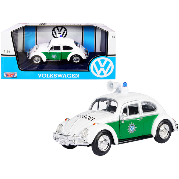 Motormax 1966 VW Beetle German Police Car 1/24 White & Green