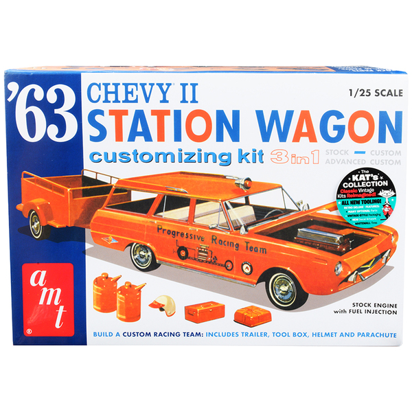 AMT 1963 Chevy II Station Wagon w/Trailer 1/25 Kit